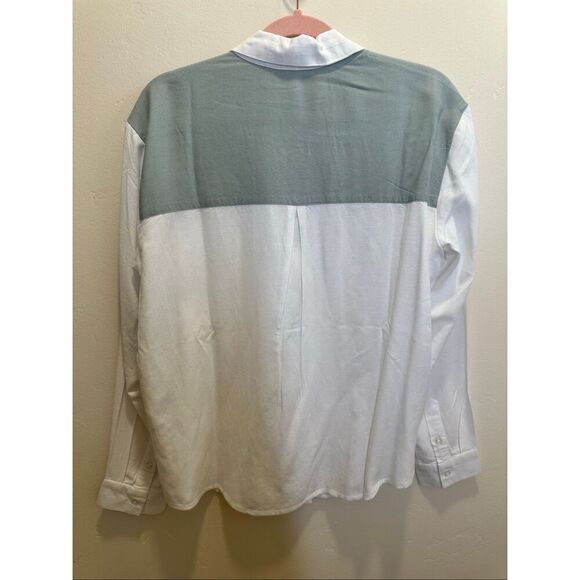 Volcom Coco Ho Yoked Green and White Linen Blend Button Down Top Size Small - Picture 9 of 9